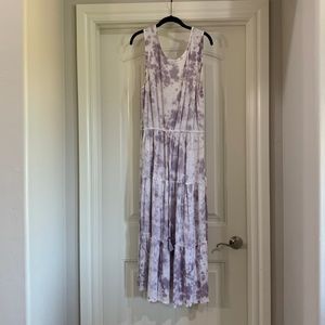 Womens size XL tiered lavender tie dye maxi dress